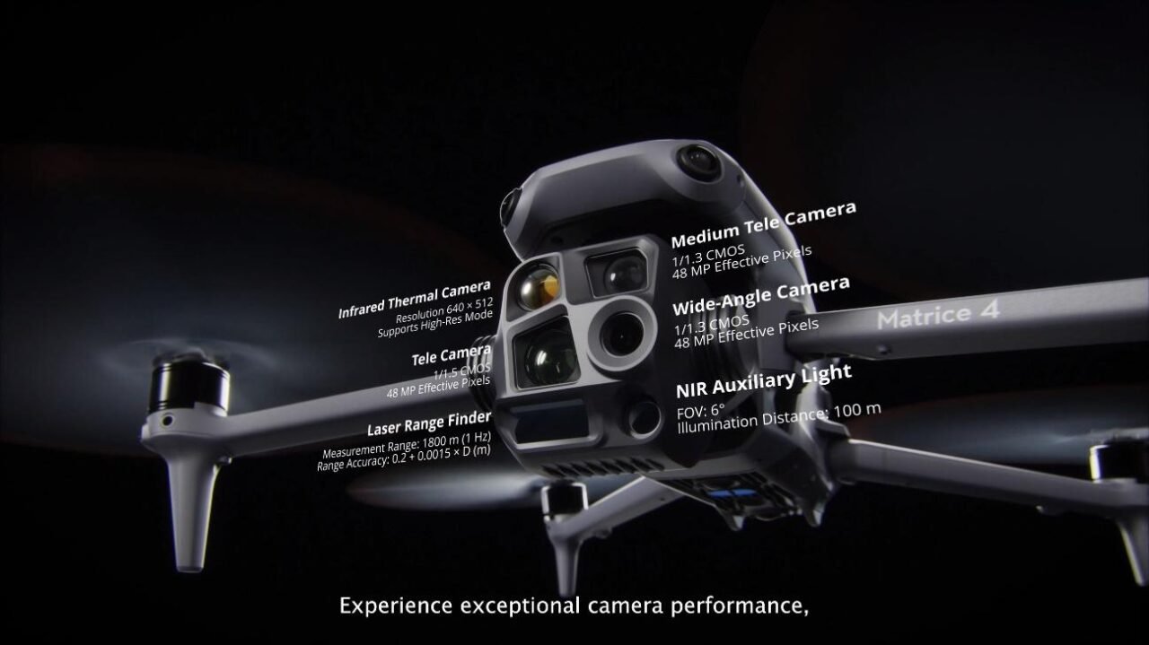Imagen del DJI Matrice 4T durante operación nocturna