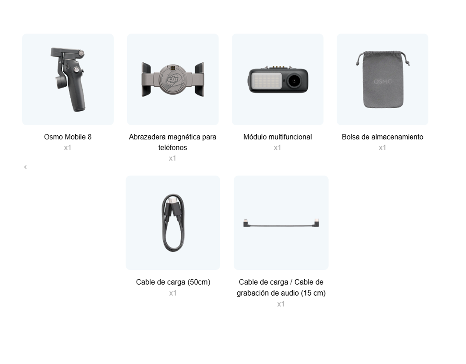 Contenido del paquete DJI Osmo Mobile 8